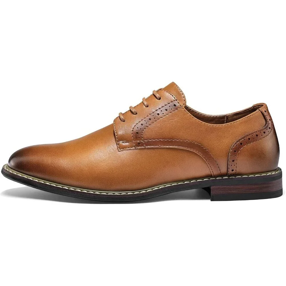 Men's Brown Dress Shoes Formal Classic Business Lace up Oxford Shoes Wide Width